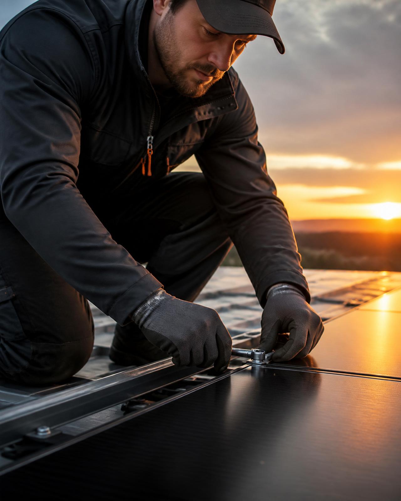 Glow Grid engineer installing premium solar panels